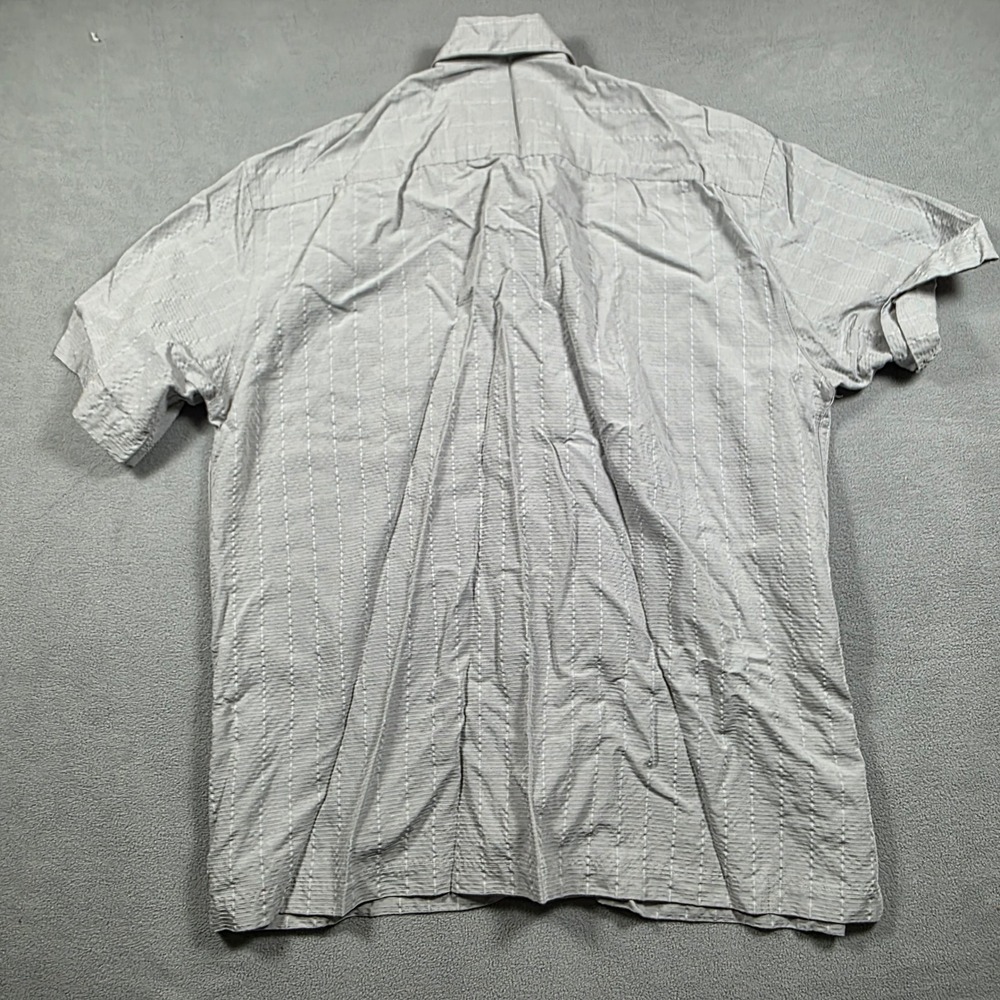 Batik Bay polo Mens Large Gray Textured Short Sleeve Button Up Lightweight - Picture 6 of 8
